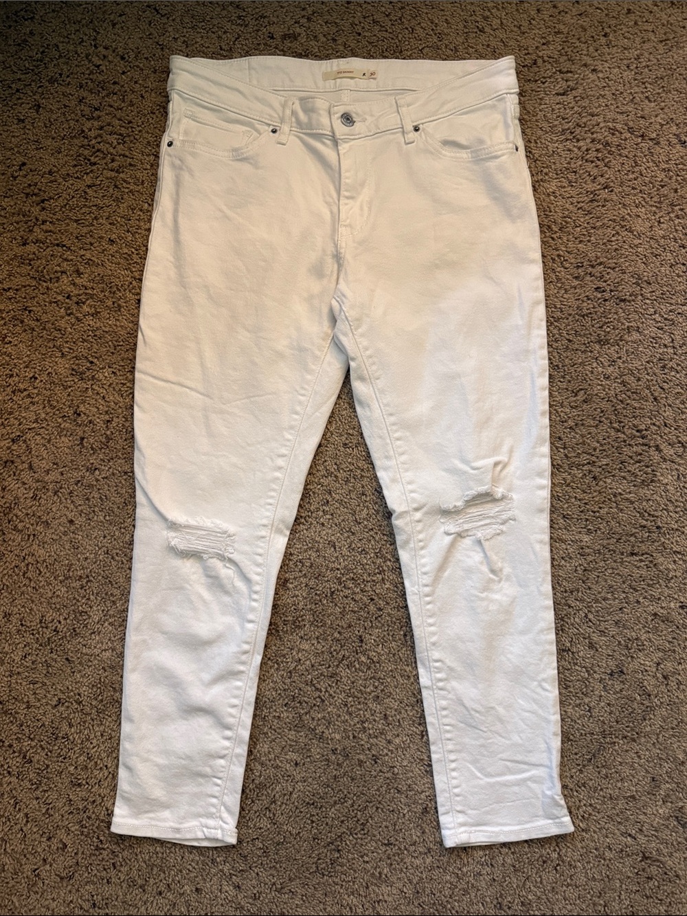 Levi's White Women's Cropped Distressed Jeans